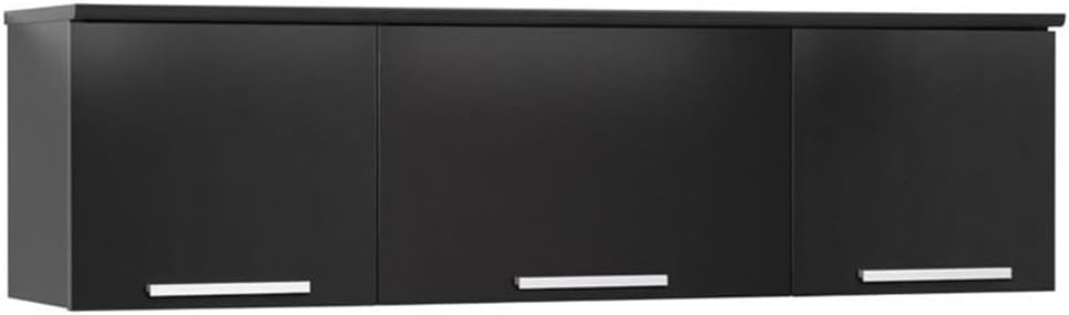 Floating Cabinet, Wall Mounted Hutch with 3 Doors, Self Closing Hinges for Office, Living Room, and Bedroom Ideal for Storage and Organization, 12.5"D x 47.25"W x 13"H, Black
