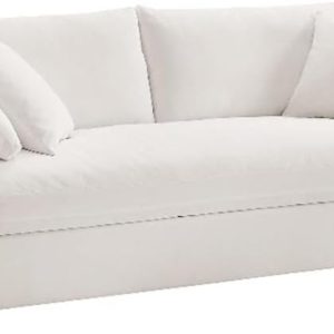 Down Filled Fabric Sleeper Sofa in Pure White