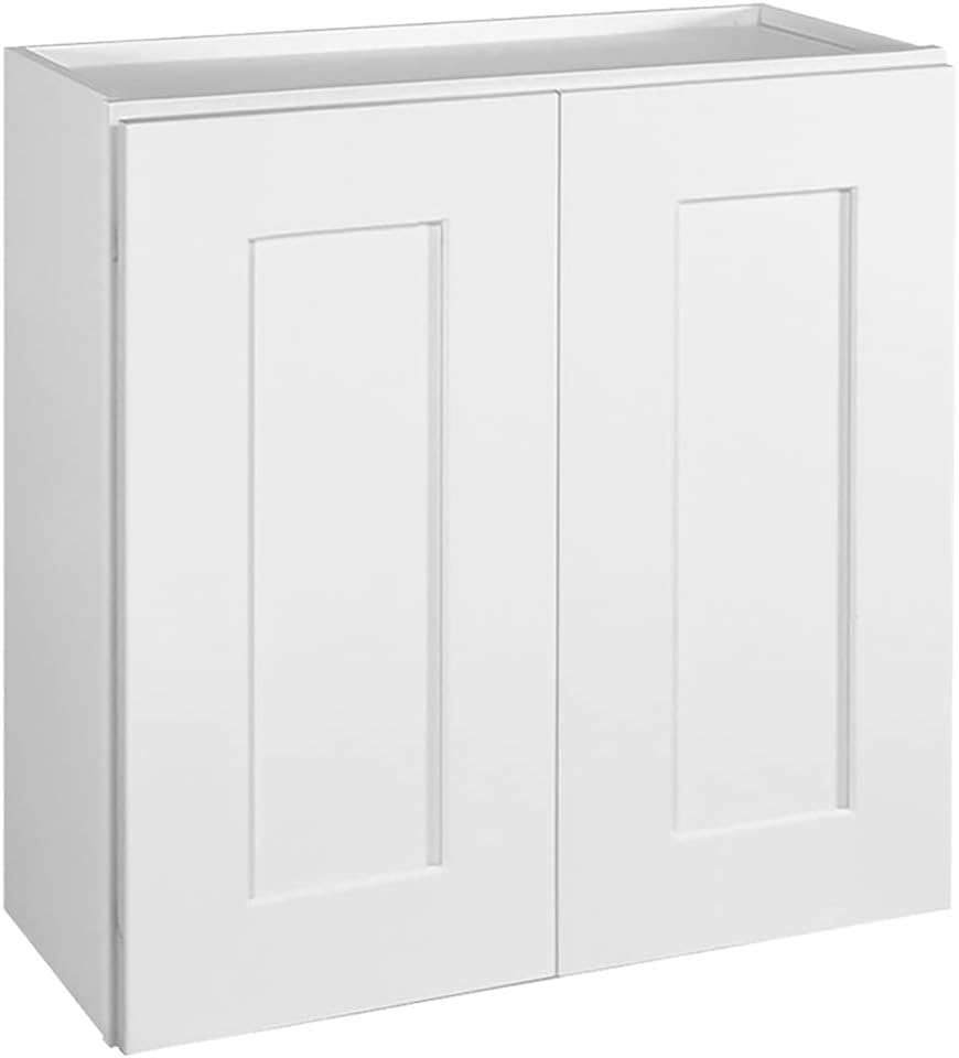 Unassembled Wall Kitchen Cabinet W2424, 24 W x 12 D x 24 H, Painted White, Solid Wood, , 561571