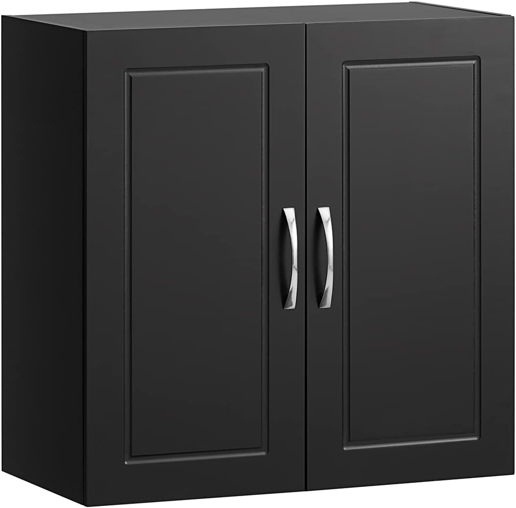 Bathroom Kitchen Wall Cabinet, Garage or Laundry Room Wall Storage Cabinet, Bathroom Wall Cabinet, Linen Tower Bath Cabinet, Cabinet with Shelf, Black FRG231-SCH