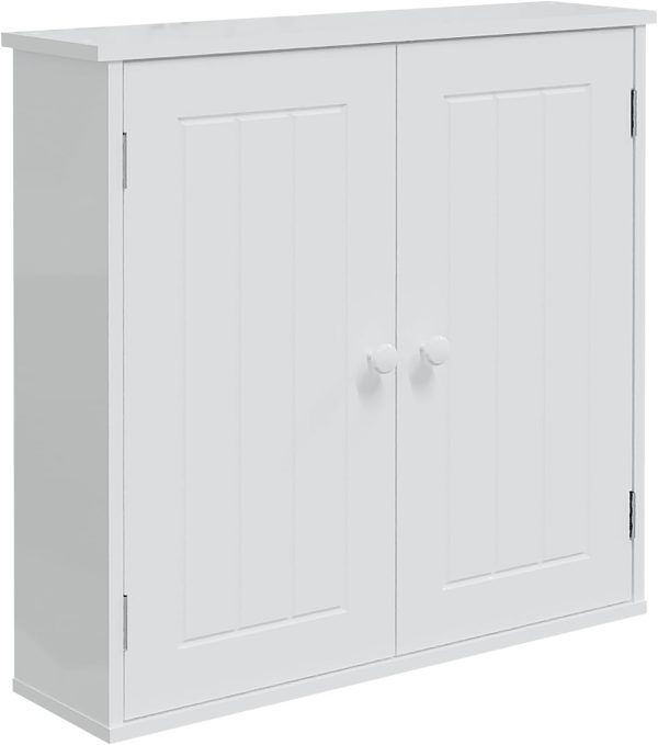Bathroom Wall Cabinet Over Toilet, Space Saver Storage Cabinet with 2 Door Adjustable Shelves, Small Medicine Cabinet for Bathroom Laundry Room Kitchen