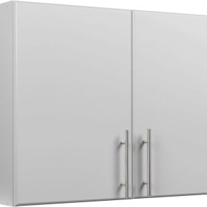 Light Gray Cabinet:  Wall Cabinet,  Garage Cabinet with Storage Shelf, Stackable 16"D x 32"W x 24"H, Perfect as a Garage Storage Cabinet with Doors and Shelves