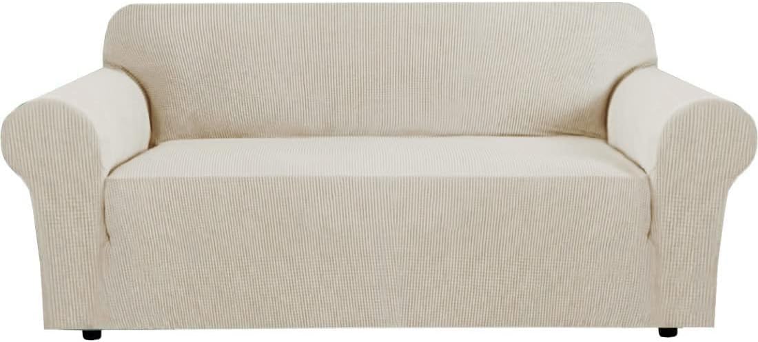 Stretch Sofa Covers for 3 Cushion Couch Covers Sofa Slipcovers for Living Room Feature Thick Checked Jacquard Fabric with Elastic Bottom, Sofa Large -
