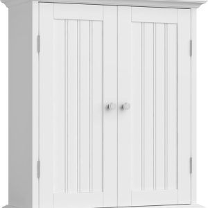 Bathroom Wall Cabinet, Over The Toilet Space Saver Storage Cabinet, Medicine Cabinet with 2 Door and Adjustable Shelves, Cupboard