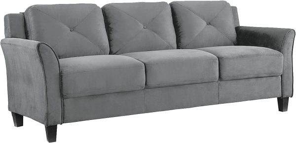 Micro-Fabric Sofa, Dark Grey