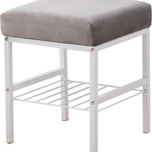 Vanity Stools Velvet Footstool Ottoman Shoe Changing Stool Makeup Stool Storage Stool Footrest Vanity Stool Small Footstool Pouf Ottoman Ottoman Stool for Makeup Room Grey