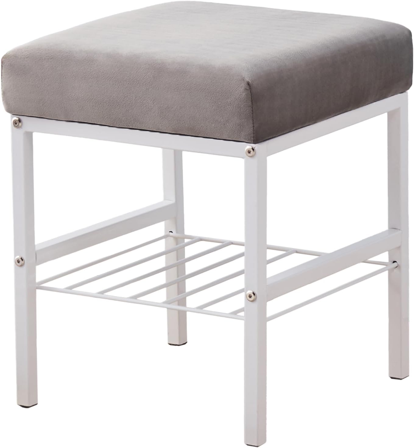 Vanity Stools Velvet Footstool Ottoman Shoe Changing Stool Makeup Stool Storage Stool Footrest Vanity Stool Small Footstool Pouf Ottoman Ottoman Stool for Makeup Room Grey