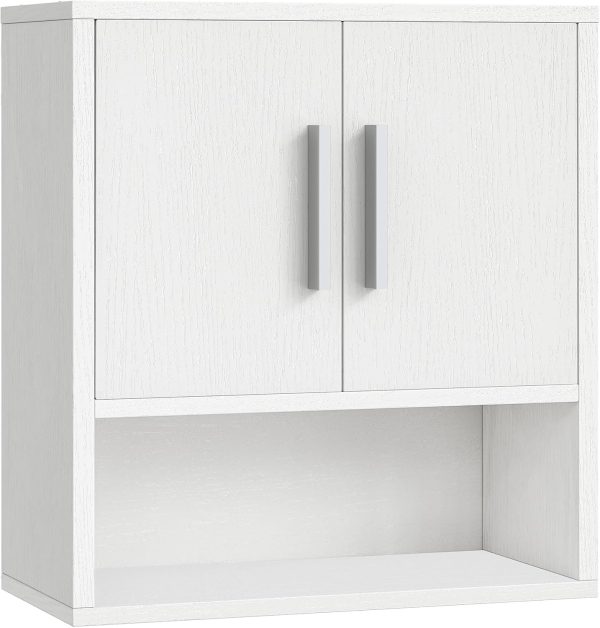 Bathroom Wall Cabinet, Medicine Cabinet, 15 x 7.1 x 16.1Inches, Adjustable Shelf, Over The Toilet Wall Storage Cabinet, for Bathroom, Bedroom, White