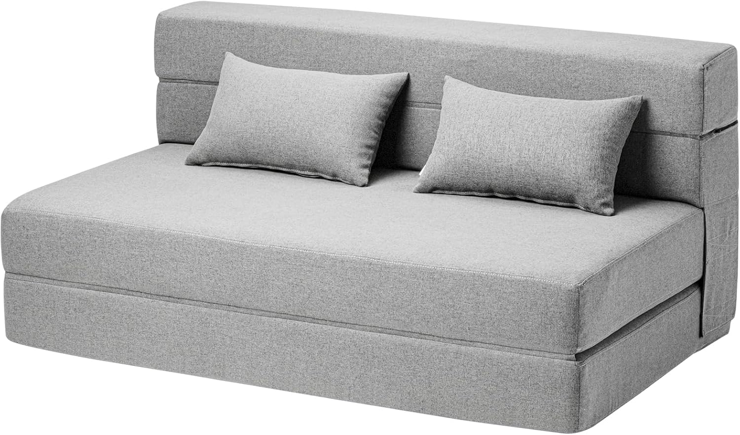 Convertible Folding Sofa Bed - Chair Bed Sleeper with Pillow, Modern Linen Fabric Fold Out & Futon Couch, Foldable Mattress for Living Room/Dorm/Guest Use/Home Office, Full Size, Light Gray