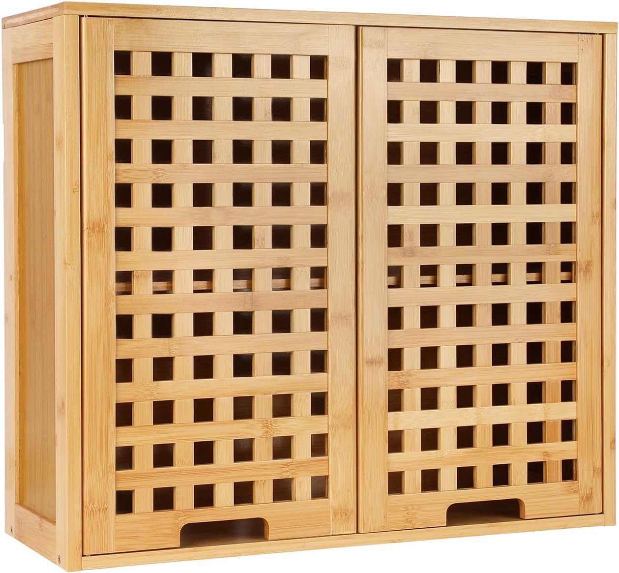 Bathroom Wall Cabinet Wall Mounted Organizer, Medicine Cabinet, Over The Toilet Storage, Bamboo Medicine Cabinets with Doors and Shelves, Wall Storage for Bathroom Kitchen Living Room
