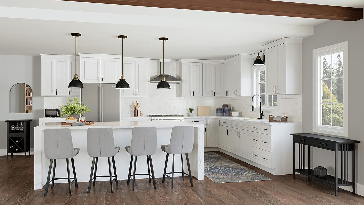 Unassembled Wall Kitchen Cabinet W2424, 24 W x 12 D x 24 H, Painted White, Solid Wood, , 561571 - Image 2