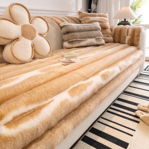 Faux Fur Gradient Color Sofa Cover Orange Ombre Thick Soft Sectional Couch Covers Fluffy Plush Fuzzy Anti-Slip Sofa Slipcover Washable Furniture Protector (Orange,36''x36'')